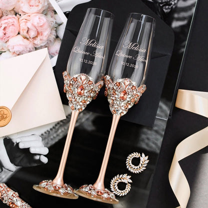 Flutes &amp; Cake Set Blossom Rose Gold to Her Quinceañera Celebration - ELENA HONCH