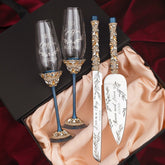 Flutes Ivy & Cake Set Navy with Light Gold - ELENA HONCH