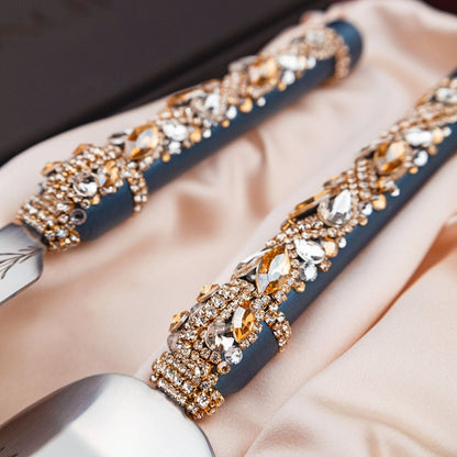Flutes Ivy &amp; Cake Set Navy with Light Gold - ELENA HONCH