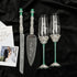 Flutes & Set for Cake in Emerald color - ELENA HONCH