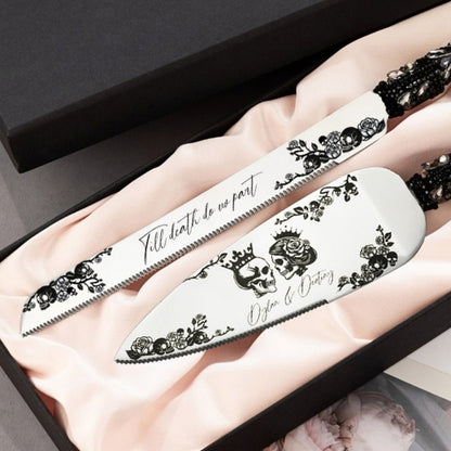 Gothic Black Cake Server &amp; Knife Set - ELENA HONCH