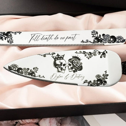 Gothic Black Cake Server &amp; Knife Set - ELENA HONCH