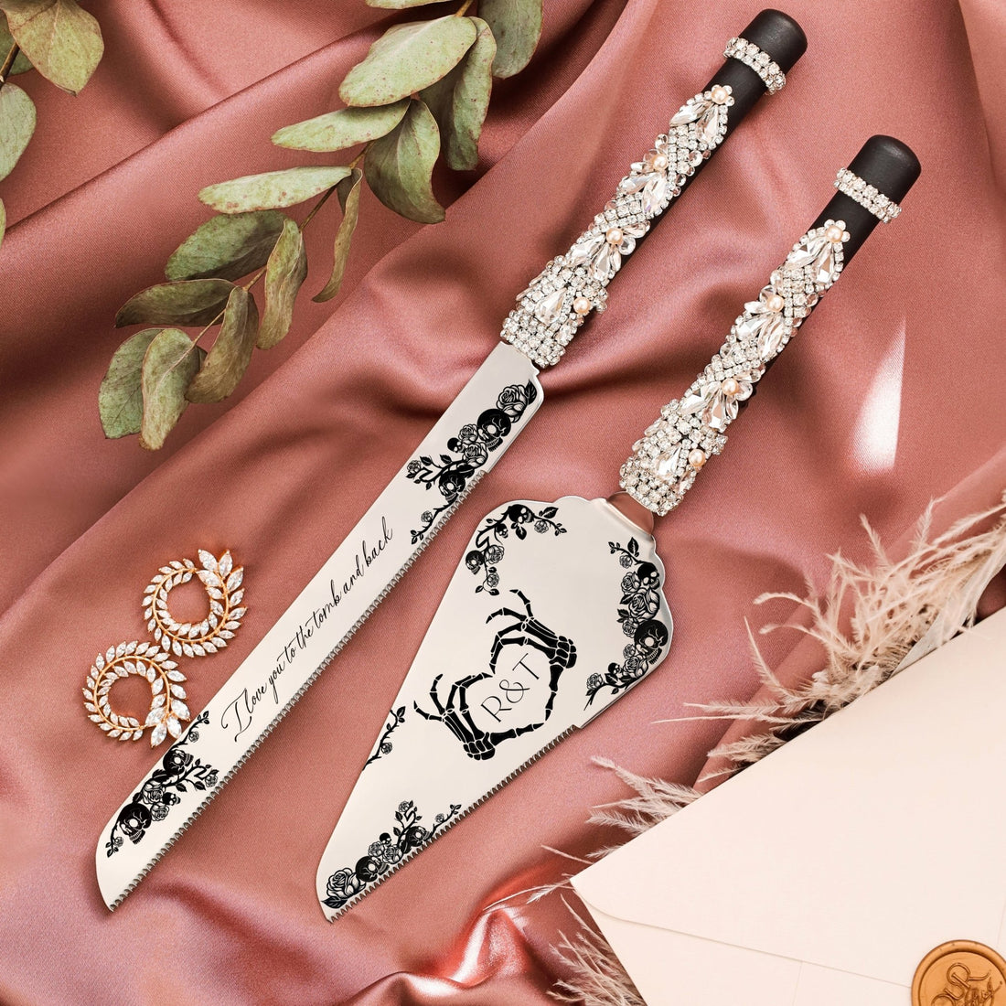 Gothic Black Cake Set With Pearls - ELENA HONCH