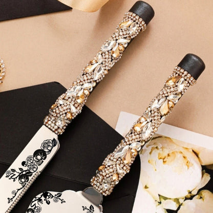 Gothic Black &amp; Gold Cake Cutting Set - ELENA HONCH