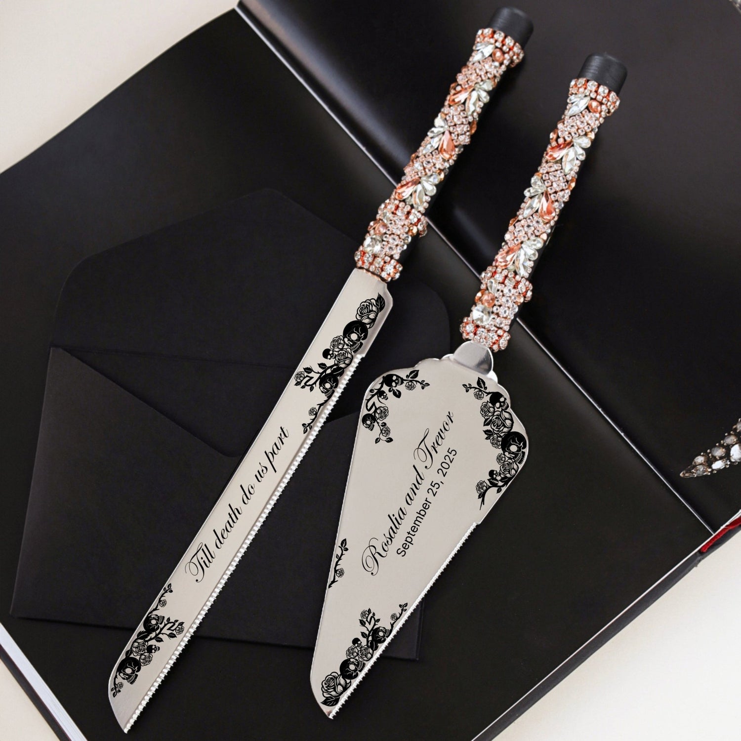 Gothic Black &amp; Rose Cake Server Set - ELENA HONCH