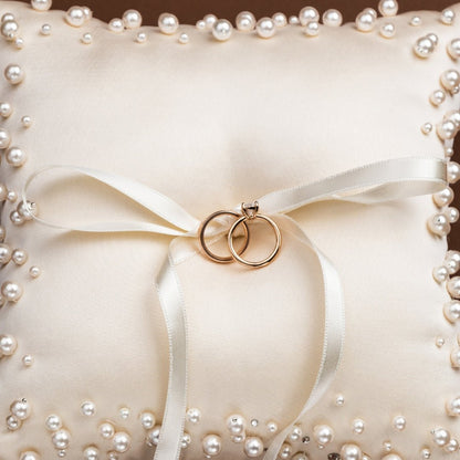 Ivory Pillow For Rings with Pearls - ELENA HONCH