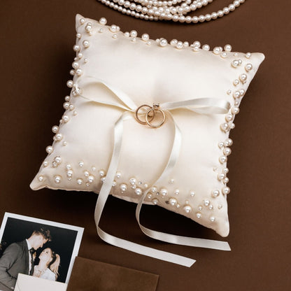 Ivory Pillow For Rings with Pearls - ELENA HONCH