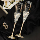 Ivory Tulipa Crystal Flutes & Cake Cutting Set - ELENA HONCH