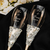 Ivory Tulipa Crystal Flutes & Cake Cutting Set - ELENA HONCH