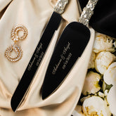 Ivory Tulipa Crystal Flutes & Cake Cutting Set - ELENA HONCH