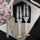 Ivy Blush Wedding Flutes & Cake Set - ELENA HONCH