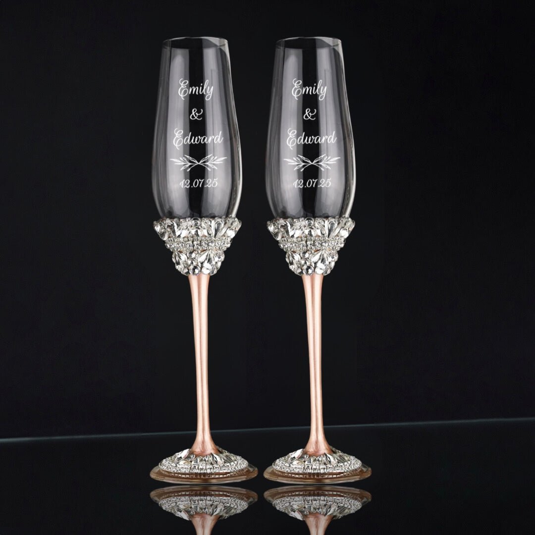 Ivy Blush Wedding Flutes &amp; Cake Set - ELENA HONCH