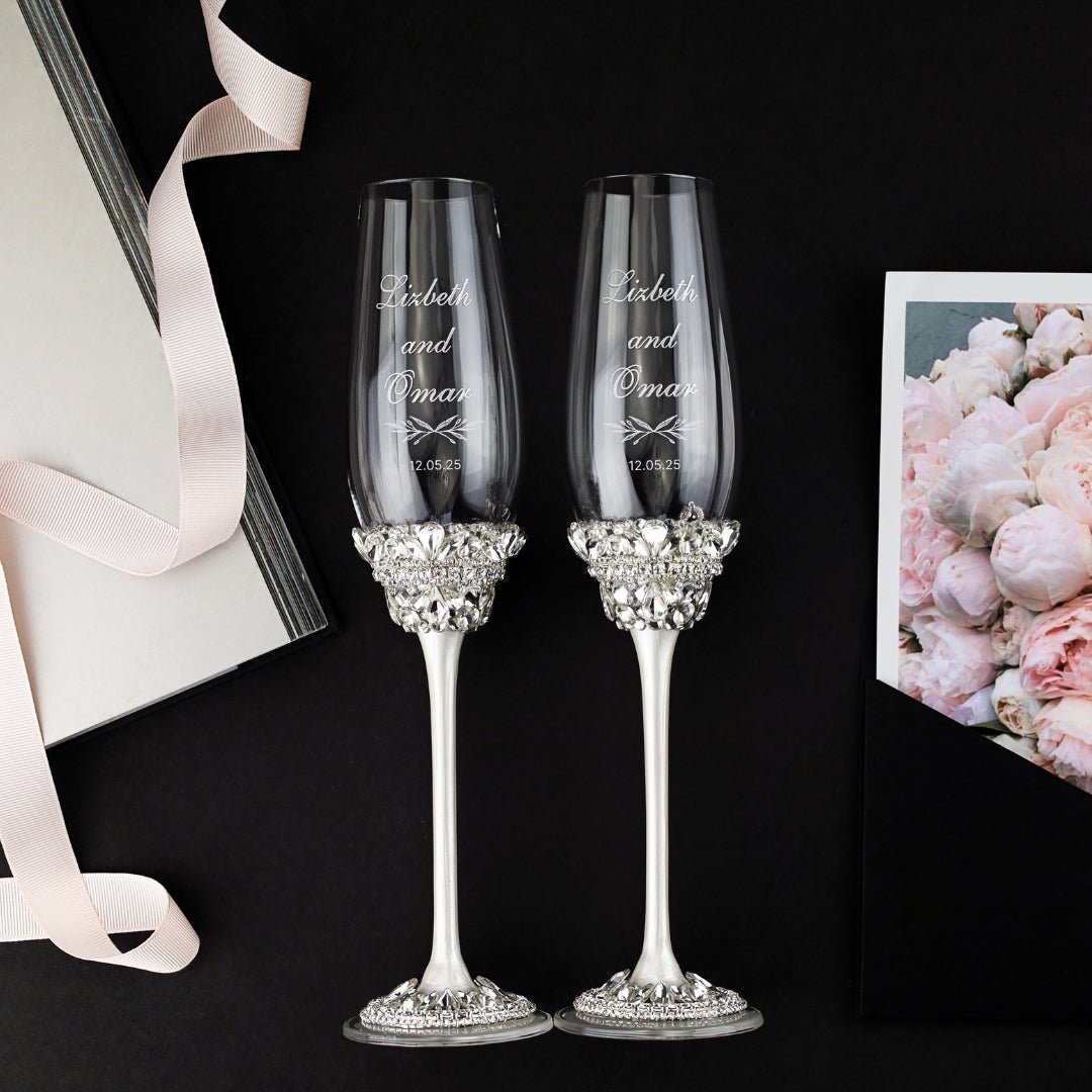 King And Queen Wedding Toasting Flutes 2024 Set (11344)