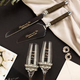 Laser - Engraved Flutes with Cake Set Black & Gold - ELENA HONCH