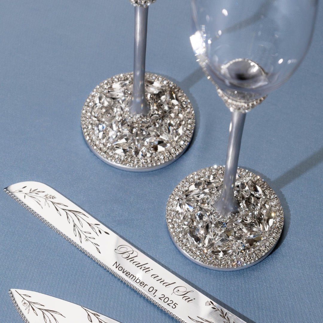 Laser - Enraved Flutes Avrora &amp; Cake Set in Silver - ELENA HONCH