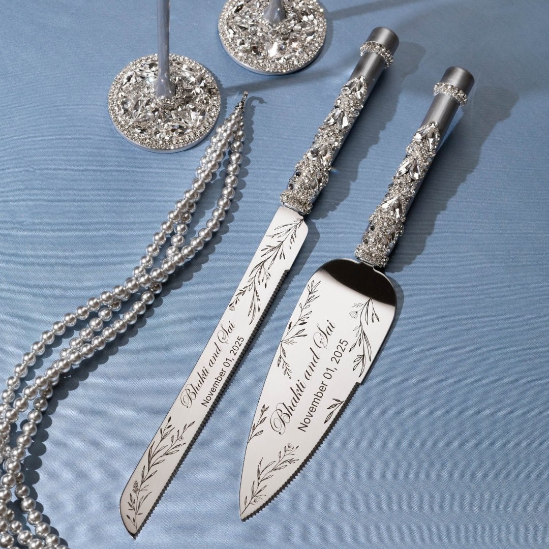 Laser - Enraved Flutes Avrora &amp; Cake Set in Silver - ELENA HONCH