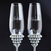 Margaret Wedding Flutes & Cake Cutting set in Silver - ELENA HONCH