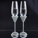 Margaret Wedding Flutes & Cake Cutting set in Silver - ELENA HONCH