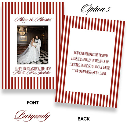 Merry &amp; Married Burgundy or Emerald Christmas Photo Card Template - ELENA HONCH