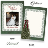 Merry & Married Burgundy or Emerald Christmas Photo Card Template - ELENA HONCH