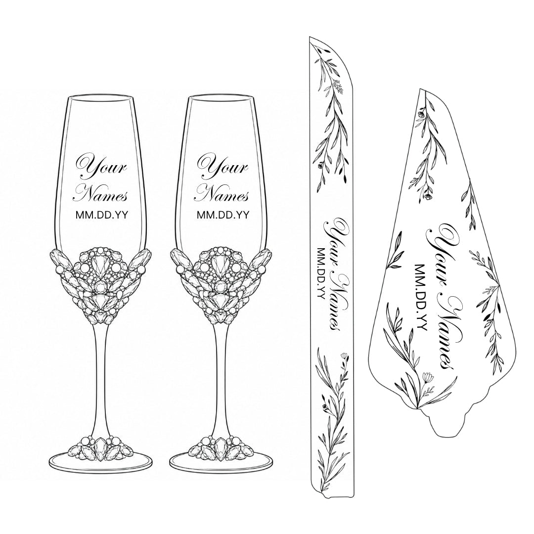 Personalization for flutes and cake set - ELENA HONCH