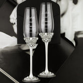 Personalized Crystal Flutes and Set for Cake Ivy White - ELENA HONCH