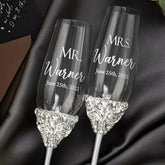 Personalized Crystal Flutes and Set for Cake Ruta in Silver - ELENA HONCH