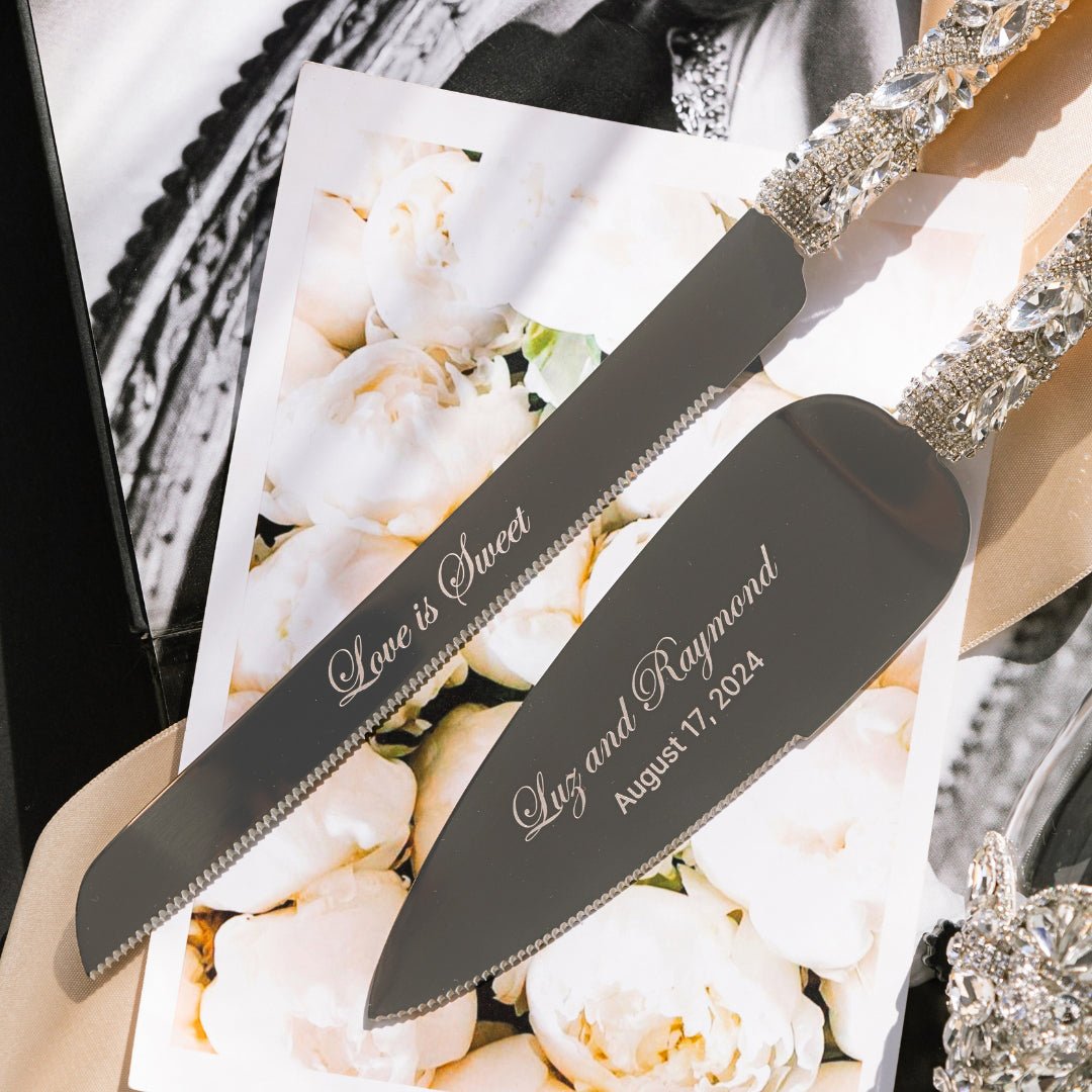 Personalized Flutes Flower &amp; Cake Server Set Ivory - ELENA HONCH