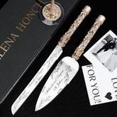 Personalized Flutes Ivy with Cake set in Ivory & Gold - ELENA HONCH