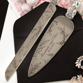 Personalized Wedding Flutes Ruta & Cake Server Set In Blush - ELENA HONCH