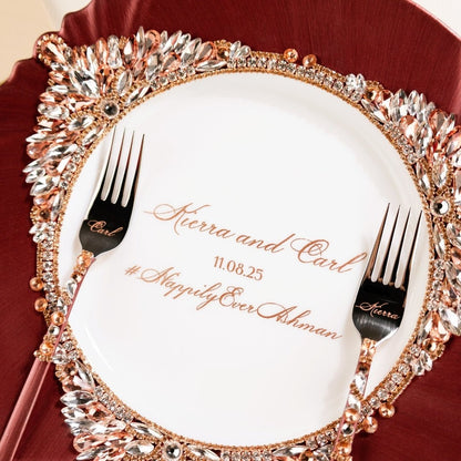Plate And Forks Burgundy Set - ELENA HONCH