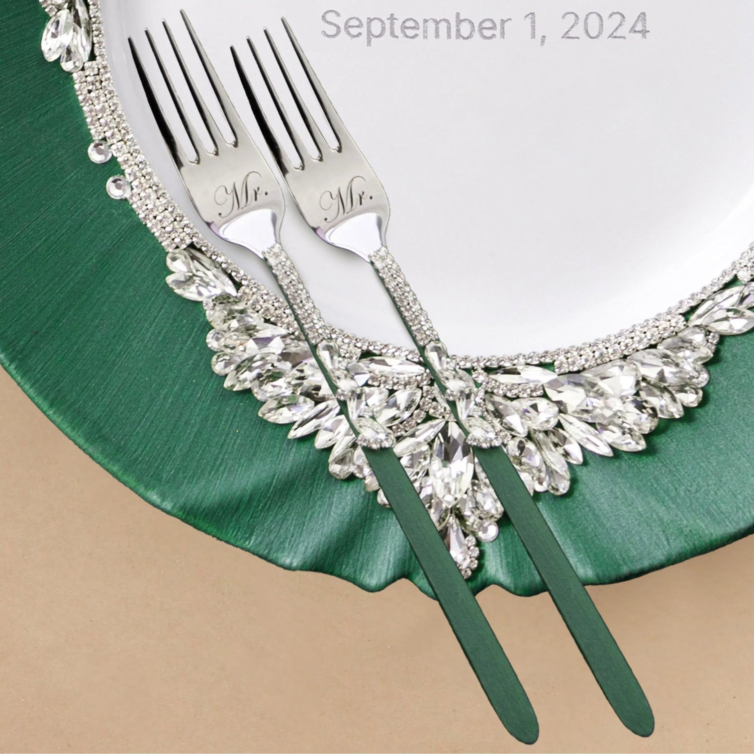 Plate and Forks Emerald Set - ELENA HONCH