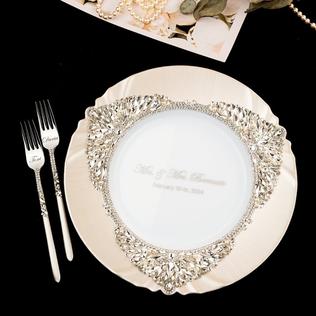 Plate And Forks Ivory with Pearls - ELENA HONCH