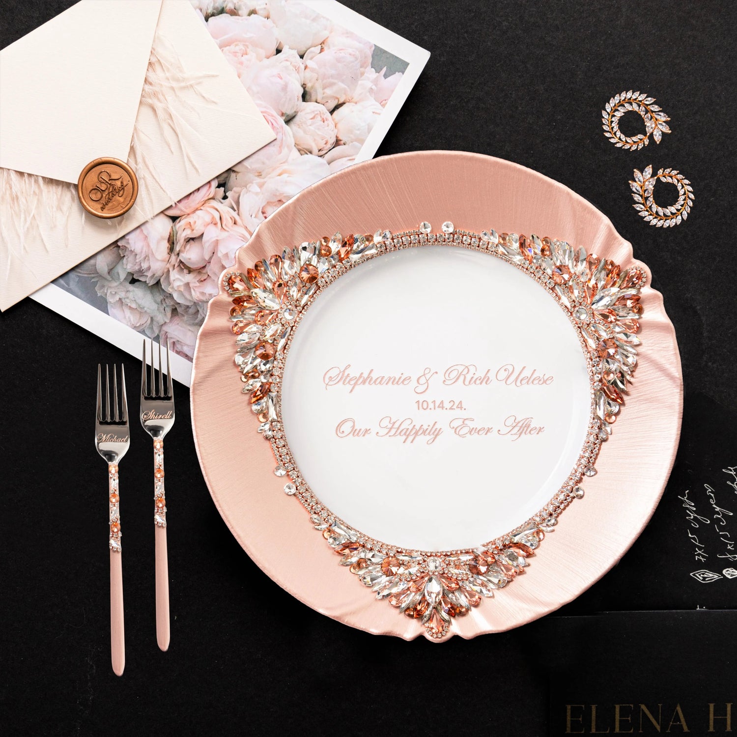 Plate And Forks Rose Gold Set - ELENA HONCH