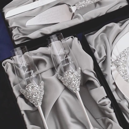 White Set Blossom in Silver Satin-Lined Boxes