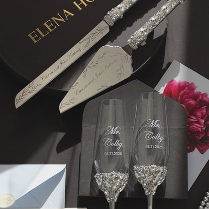 Ruta Silver Flutes &amp; Cake Cutting Set