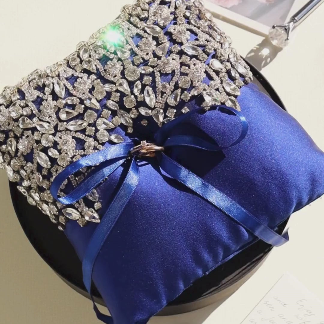 Wedding Pillow For Rings In Royal Blue