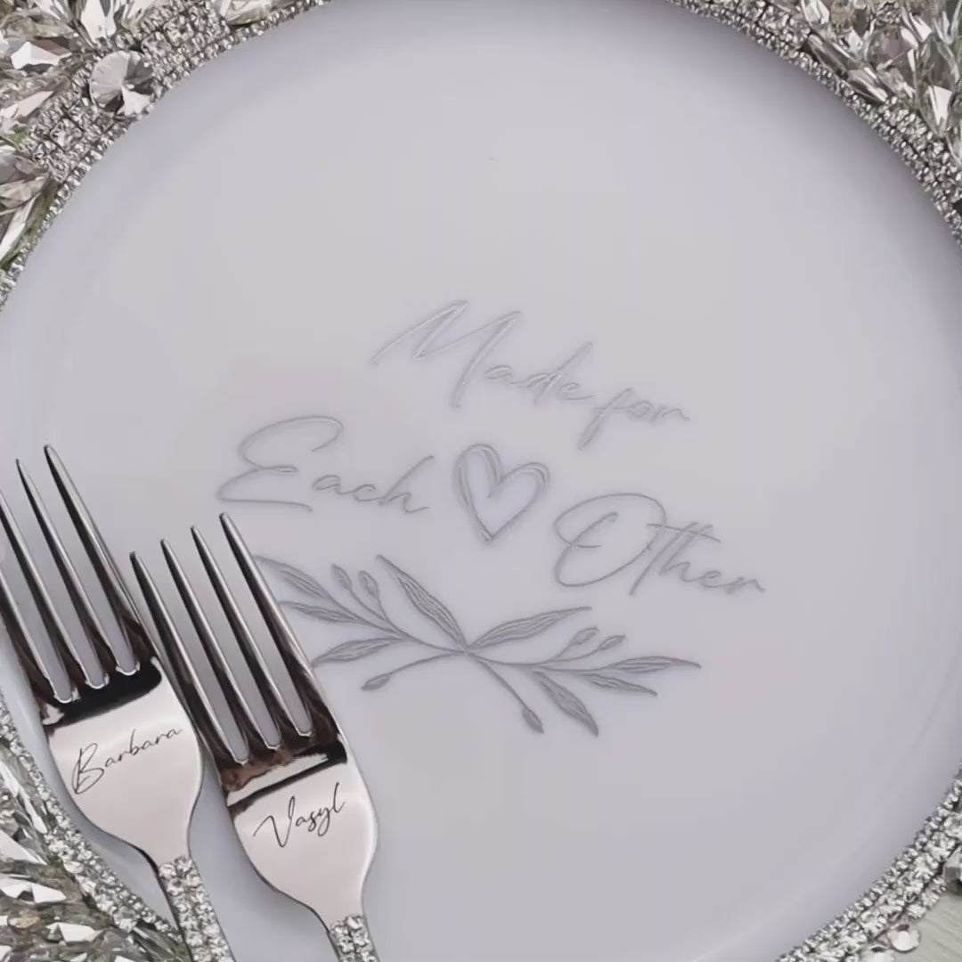 Plate &amp; Forks Set Eucalyptus Color