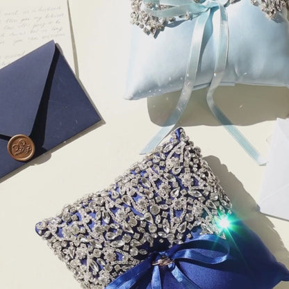 Wedding Pillow For Rings In Royal Blue