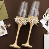 Rustic Flutes & Cake Set Ivory with Pearls - ELENA HONCH