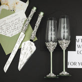 Ruta Flutes & Cake Set in Eucalyptus Color - ELENA HONCH