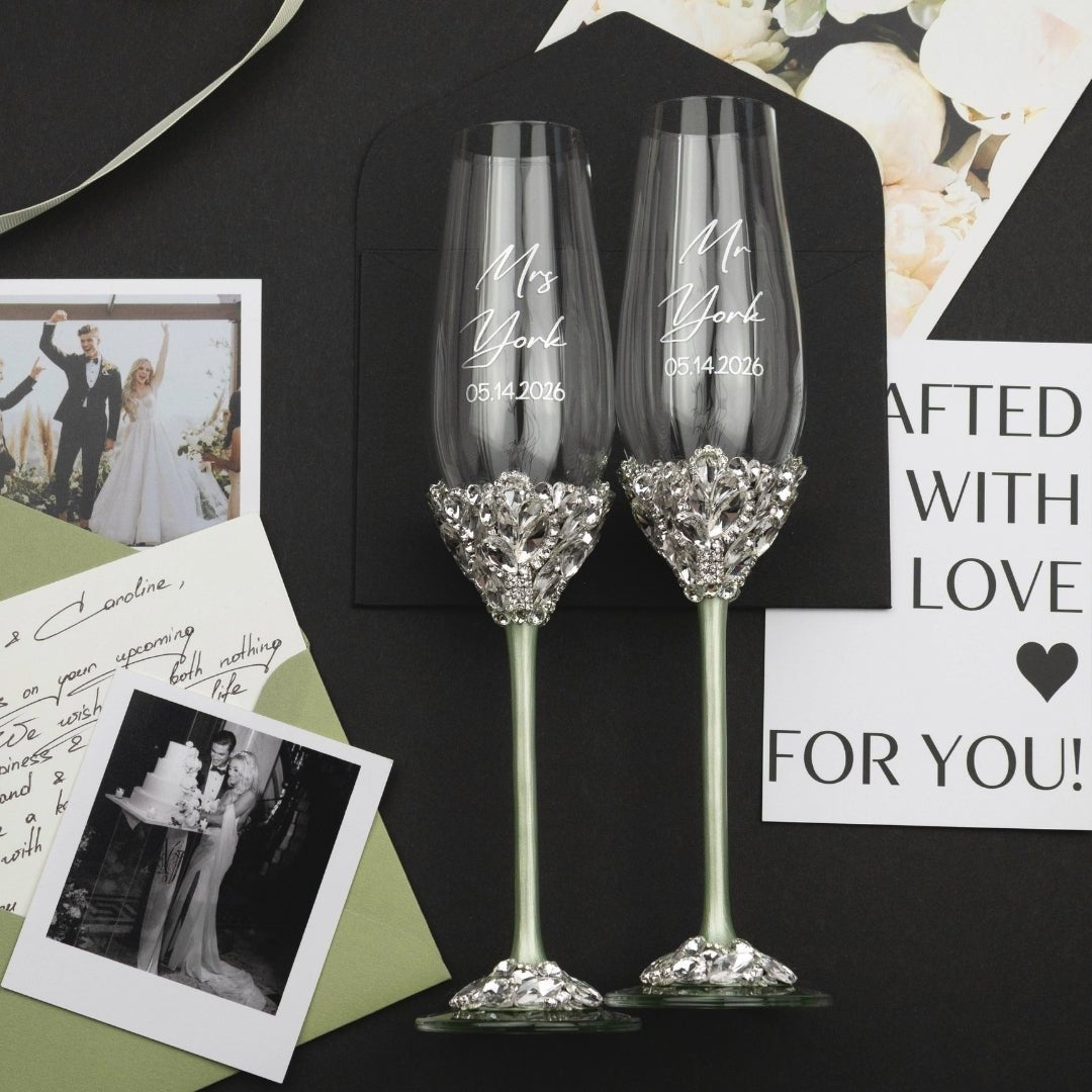 Ruta Flutes &amp; Cake Set in Eucalyptus Color - ELENA HONCH