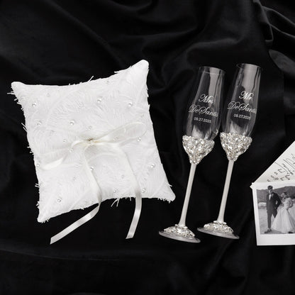 Ruta Flutes White With Ring Bearer Pillow - ELENA HONCH