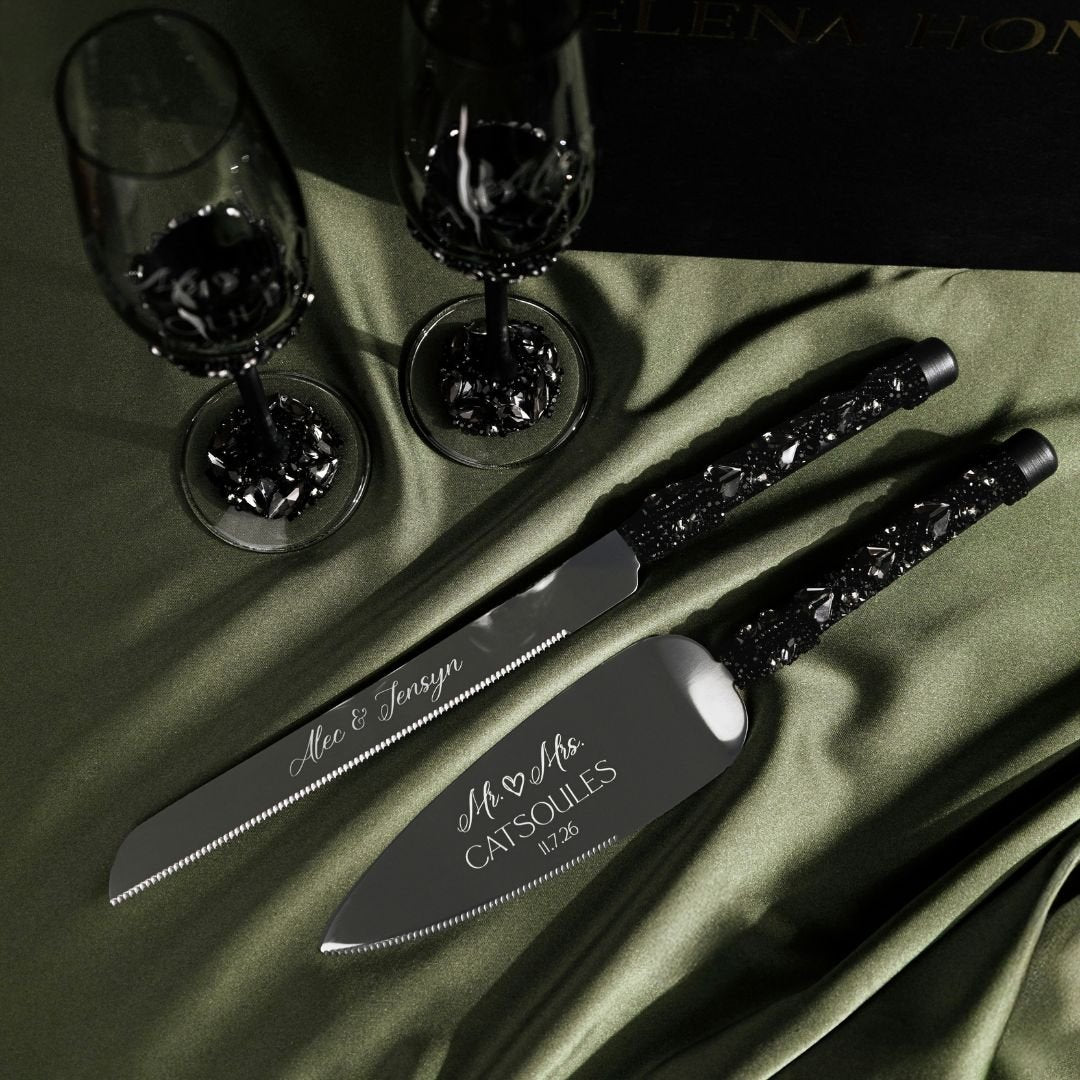 Ruta Flutes with Cake Set in Black - ELENA HONCH