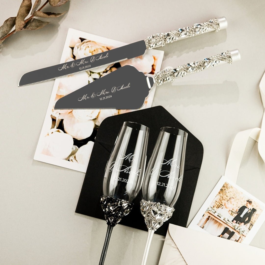 Ruta Flutes with Cake Set in Black &amp; White - ELENA HONCH