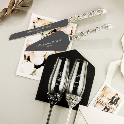 Ruta Flutes with Cake Set in Black &amp; White - ELENA HONCH