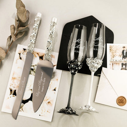 Ruta Flutes with Cake Set in Black &amp; White - ELENA HONCH