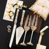 Ruta Ivory & Gold Flutes and Cake Set with Pillow for Rings - ELENA HONCH