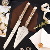 Ruta Ivory & Gold Laser - Enraved Flutes and Cake Set - ELENA HONCH