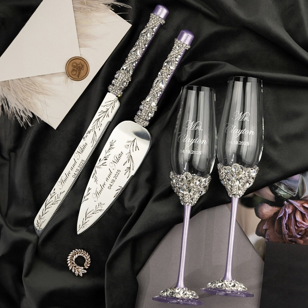 Ruta Lavender flutes & Cake set - ELENA HONCH